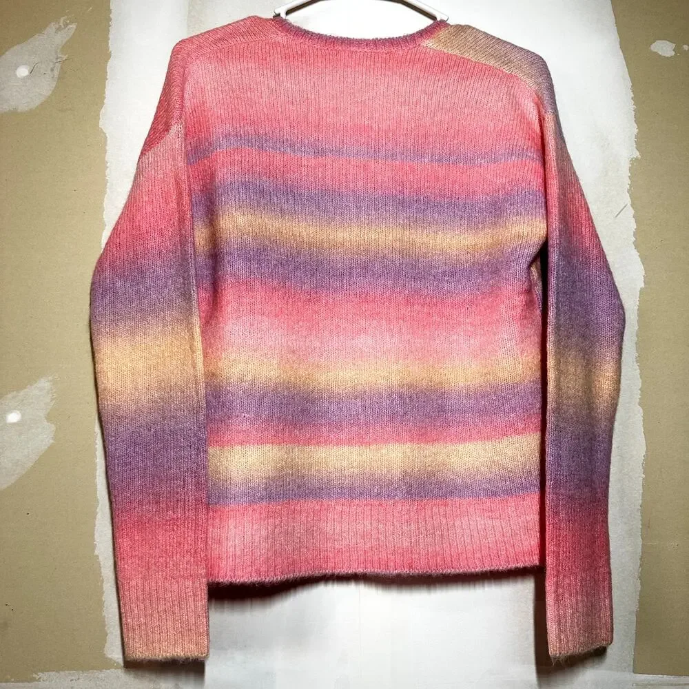 Lilly Pulitzer Chiya Sweater Striped Knitted V-Neck Yummy Melon Spacedye XS